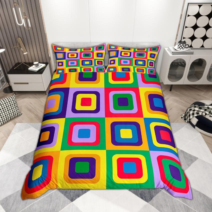 Homewish Modern Geometric Duvet Cover Set 2Pcs/3Pcs Abstract Artwork Bedding Contemporary Minimalism Quilt Cover Set