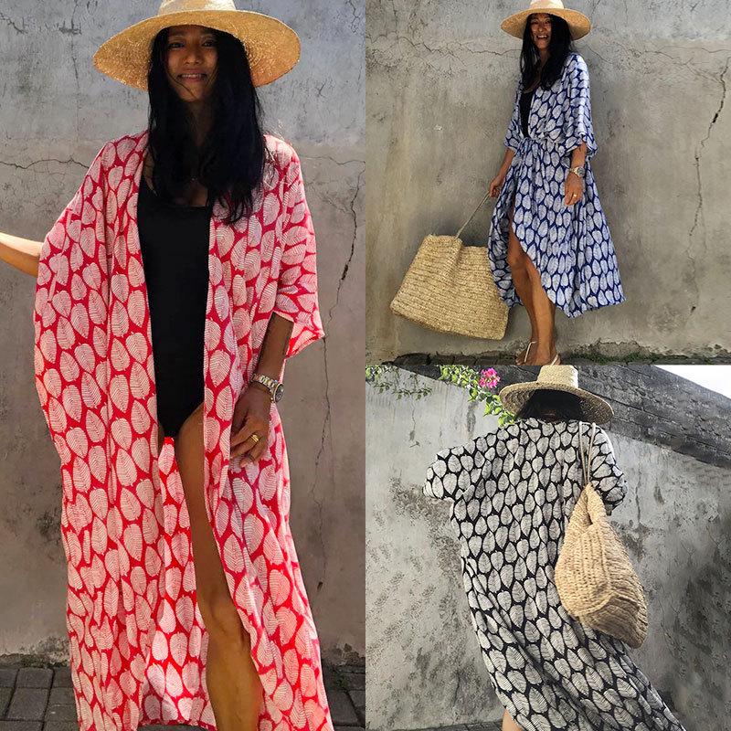 Rayon Tie-Dye Cardigan Beach Dress - Bikini Cover-Up & Sun Protection for Vacation
