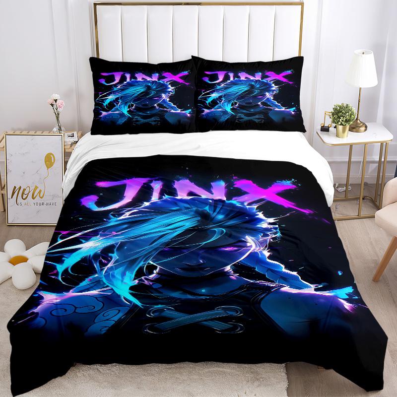 3pcs Jinx Home Bedding Set-Universal Three-Piece Suit for Bedroom, Guest Room, Living Room, Hotel Decor-Perfect Gift for Fans, Travelers, Da