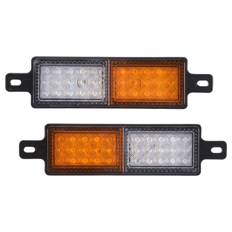 AA92-2Pcs 12V 30 LED Car Truck Bull Bar Light Bullbar Front Bumper Light Front Indicator Park Lamp Signal Bulb Trailer amberwhite