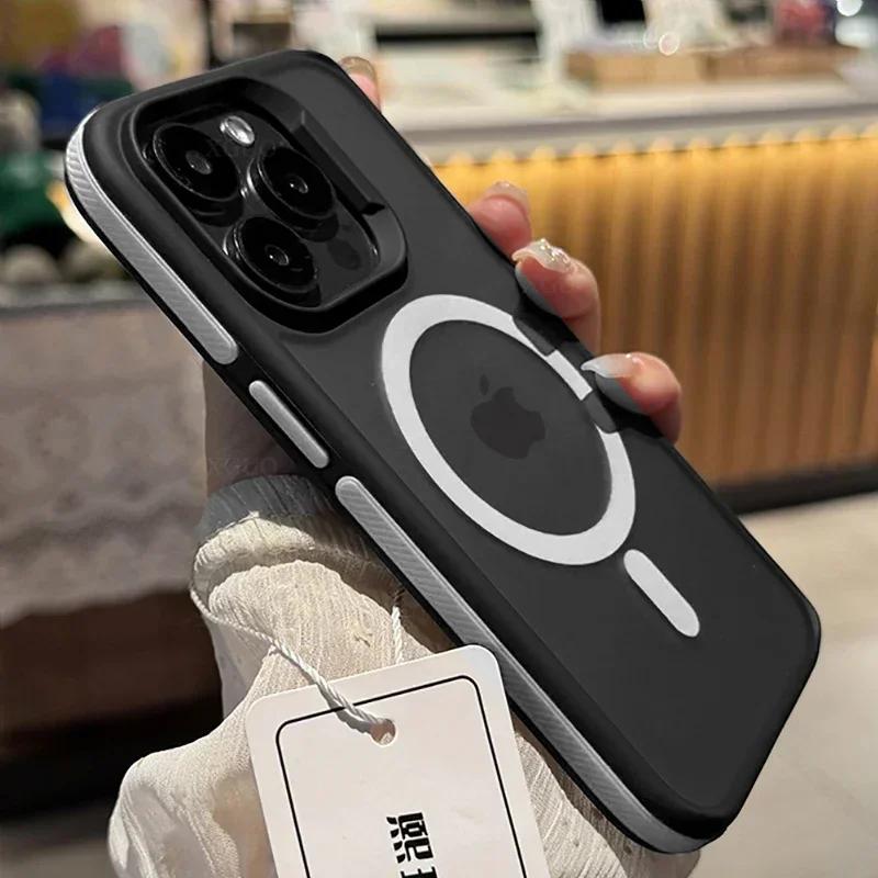 Luxury Bicolor Matte Magnetic Translucent Case For iPhone 16 15 14 13 12 11 Pro Max 16 Plus Magsafe Wireless Charge Bumper Cover