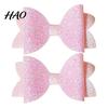 Glitter Bow Hair Clips for Girls 2Pcs Solid Color Clip Girls, Double Layer Sparkling Decorative Toddlers Hairpin, Accessory with Non-Slip Grip