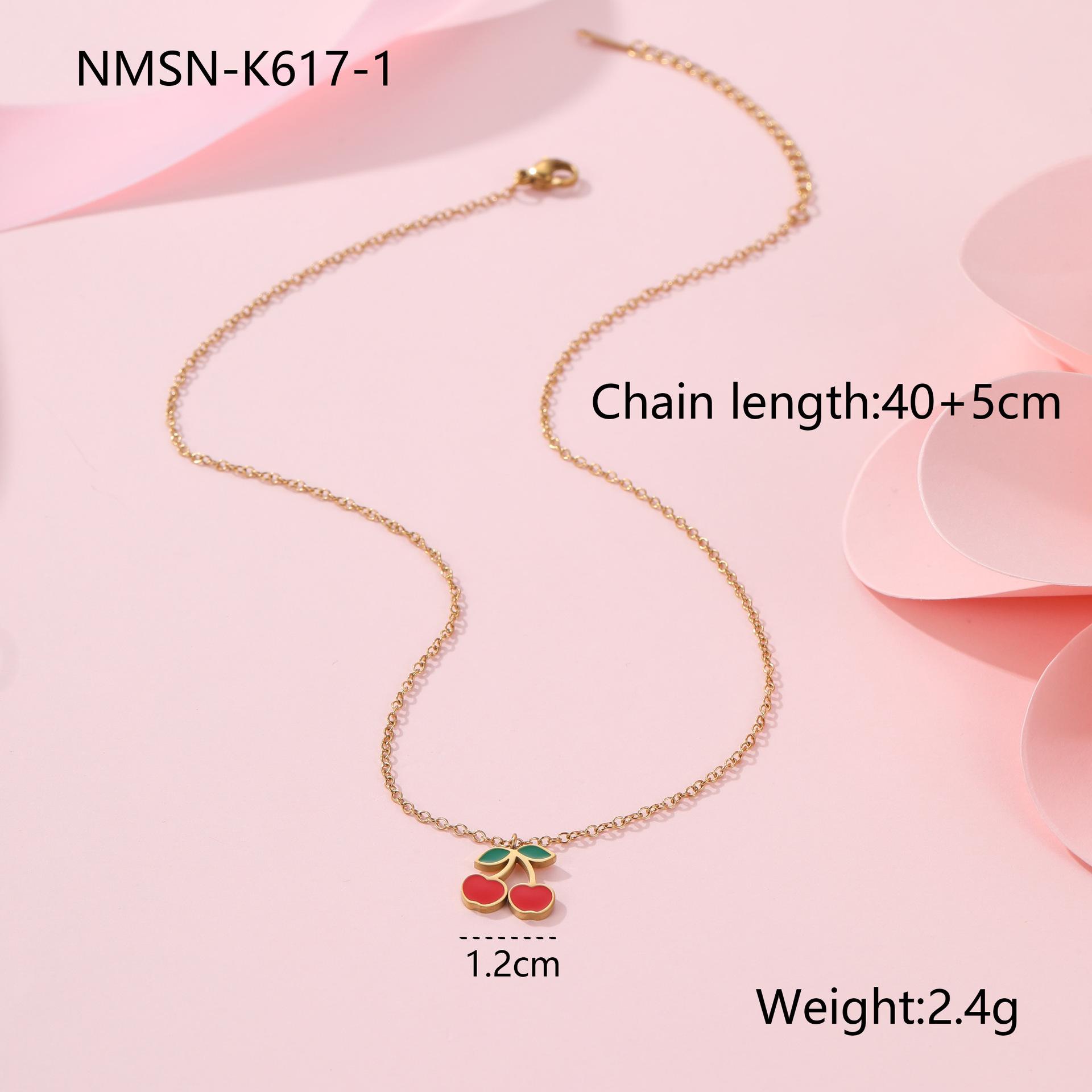 GEMCHIC Women s Cherry Pendant Necklace Bracelet Earrings Ring Stainless Steel Jewelry Set
