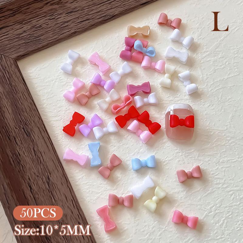 50Pcs Minimalist Mini Ties Resin Nail Charms 3D Solid Color Sweet Bowknots Nail Art Decorations For Diy Hairpin Nail Designs Diy