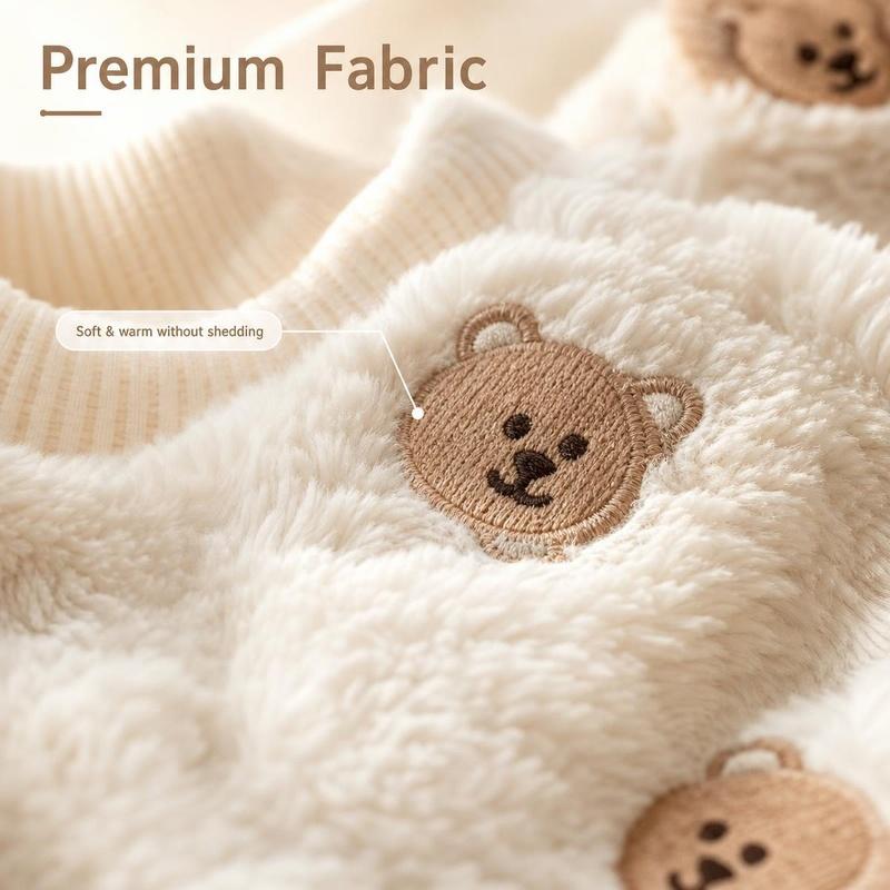 Cute Bear Embroidered Plush Pet Vest Soft Warm Winter Clothes for Small Dogs Puppy