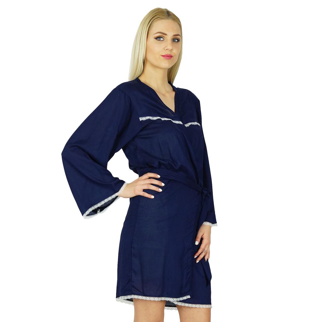 Bimba Women Getting Ready Bridesmaid Robes Blue Rayon Short Robe