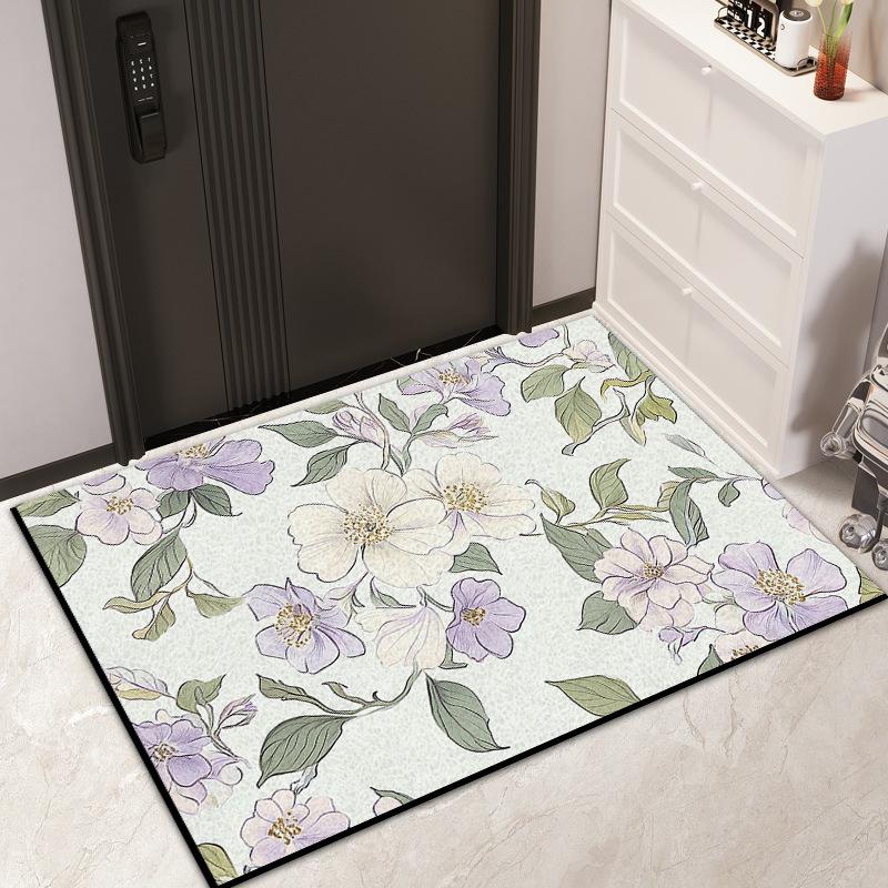 Entry Door Floral Silk Floor Mat Household Entrance Door Dirt Mat Outdoor Dirt Resistant Dust Removal Can Be Tailored Carpet