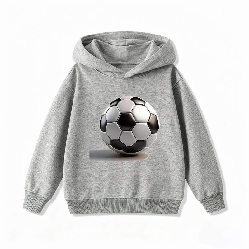 New Soccer Print Children's Hoodie, Boys and Girls' Clothing Autumn and Winter Warm and Fashionable Children's Hooded Sweatshirt