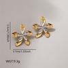 Stainless Steel Two Flower Stud Earrings for Women Irregular Leaf Earrings No Fade Party Banquet Elegent Jewelry