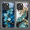Aesthetic Flower and Marble Texture Pattern Tempered Glass Phone Case for iPhone 17 16 Pro Max 15 13 12 11 Mini XS 14 Plus Cover