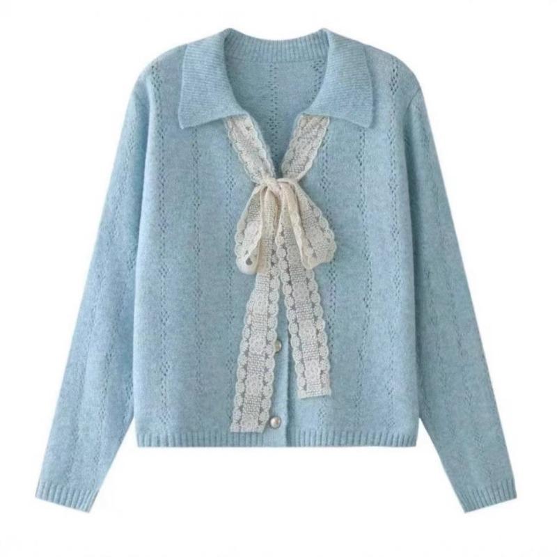 Gentle Wind Bow Lace-up Sweater Jacket Women's Autumn and Winter New Small Knitted Cardigan Top