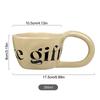 350ml Hand Pinched Irregular Coffee Cups English Alphabet Pattern Ceramic Mug Large Handle Milk Oatmeal Cup Home Water Cup