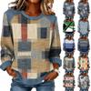 Damen Jeanskragen Patchwork Nähte Sweatshirt Lässig Pullover Langarmshirts
