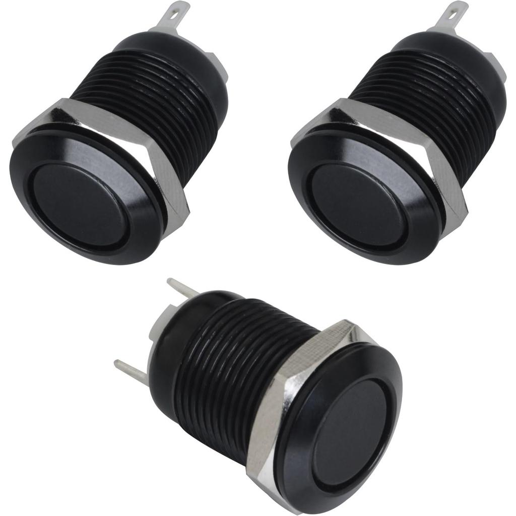 3PCS Metal Pushbutton Switch 12mm Self Locking Self Resetting Round Waterproof Switches Pushbutton Activated Switches for Electronic Products