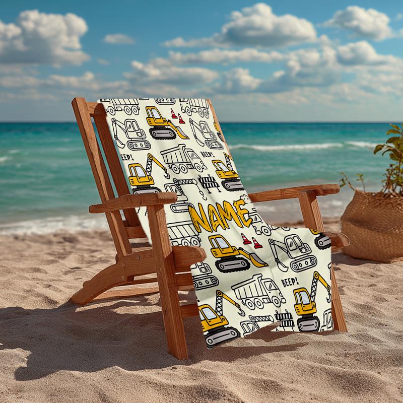 Individuelles ultraweiches Strandtuch mit Bagger-Thema, ideal für Pool - Camping, Tauchen - Perfekter Reisebegleiter, Lebendiges Strandtuch.