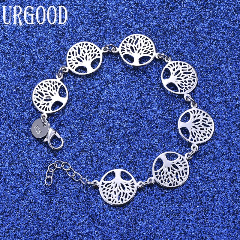 925 Sterling Silver Round Tree Bracelet Fashion Jewelry
