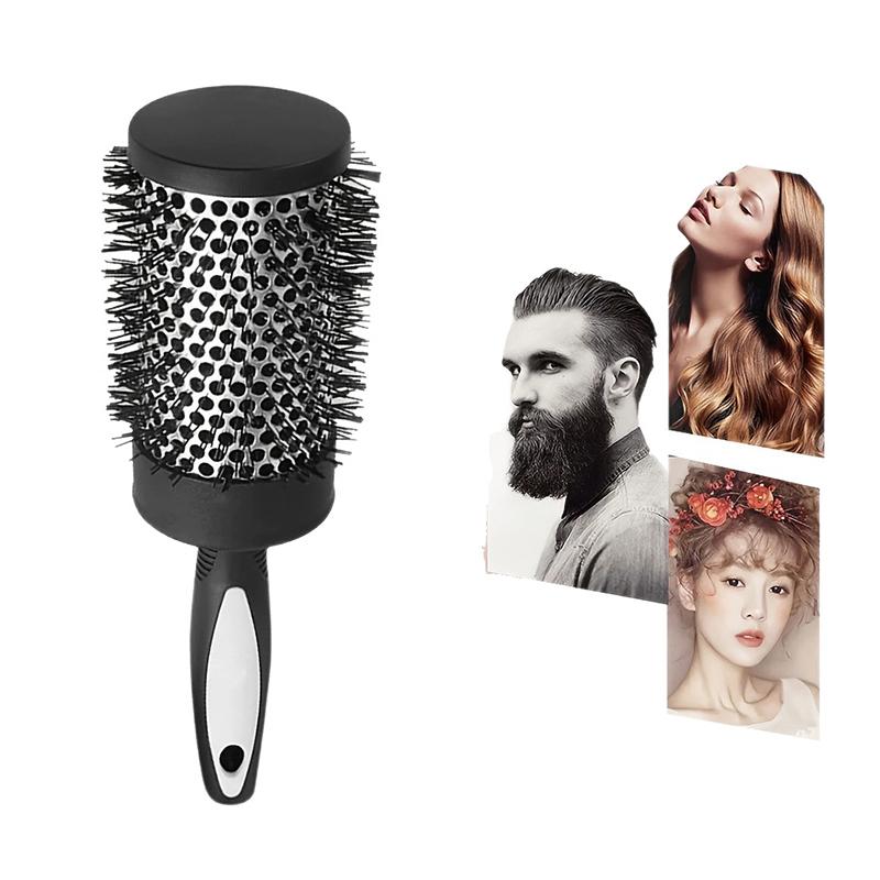 Round Curling Roller Comb Hair Styling Nylon Brush Thermal Aluminum Tube Barrel Hair Comb For Woman Man Hair Blowing And Drying