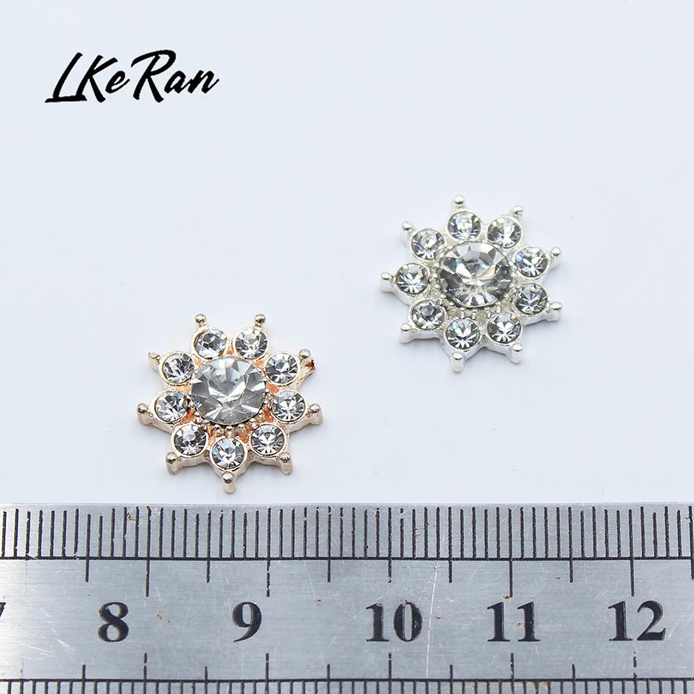 NEW 10Pcs 15mm Silver/Gold Star Alloy Rhinestone Buttons For Hair Flower Center Decoration Wedding Invitation Accessories