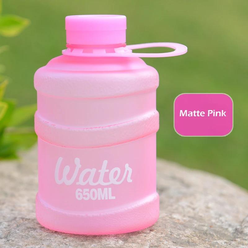 650ML Cute Water Bottle Mini Bucket Plastic Bottle Outdoor Sport Drinking Water Bottles Portable Large Capacity Cup Gym Hiking