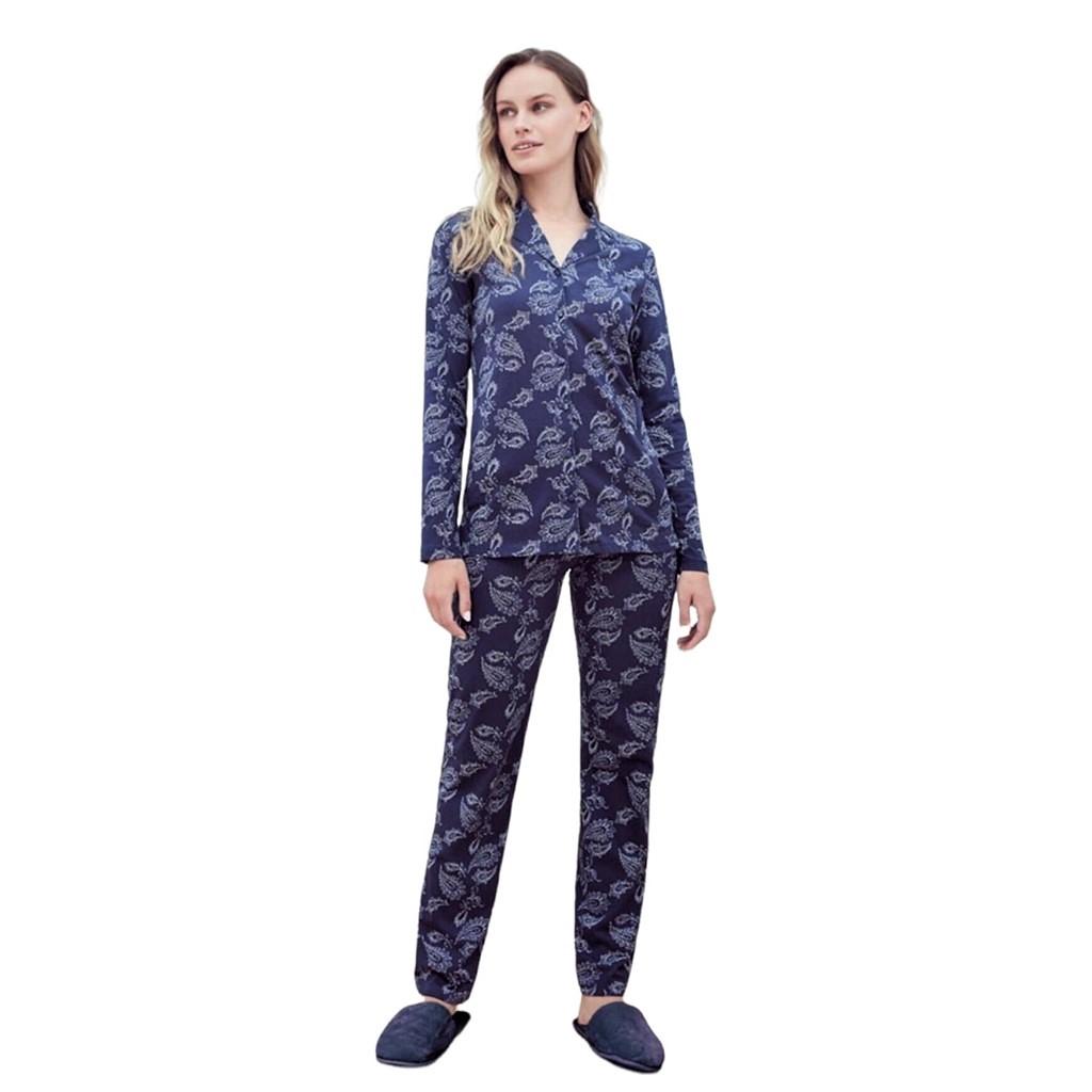 

Женский пижамный комплект на пуговицах Eros из 100% хлопка с узором