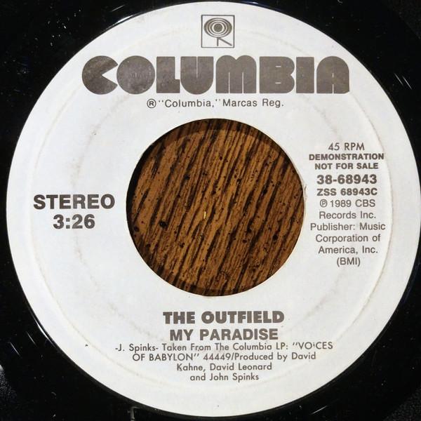 

7inch Record OUTFIELD - My Paradise 3868943PROMO Columbia 1989 US Rock Used