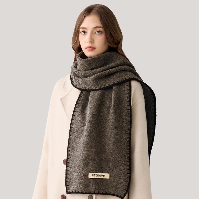 Korean Contrast Knitted Scarf Winter Keeping Warm Fashion Retro Versatile Scarf