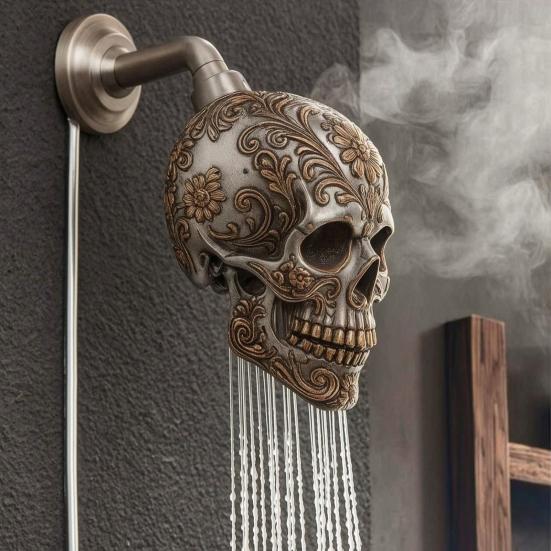 Skull Design Easy Installation Shower Head Resin 1 Pc