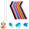 Paille à boire en silicone de haute qualité 200 mm de longueur Micro-ondable Style occidental Couleur unie