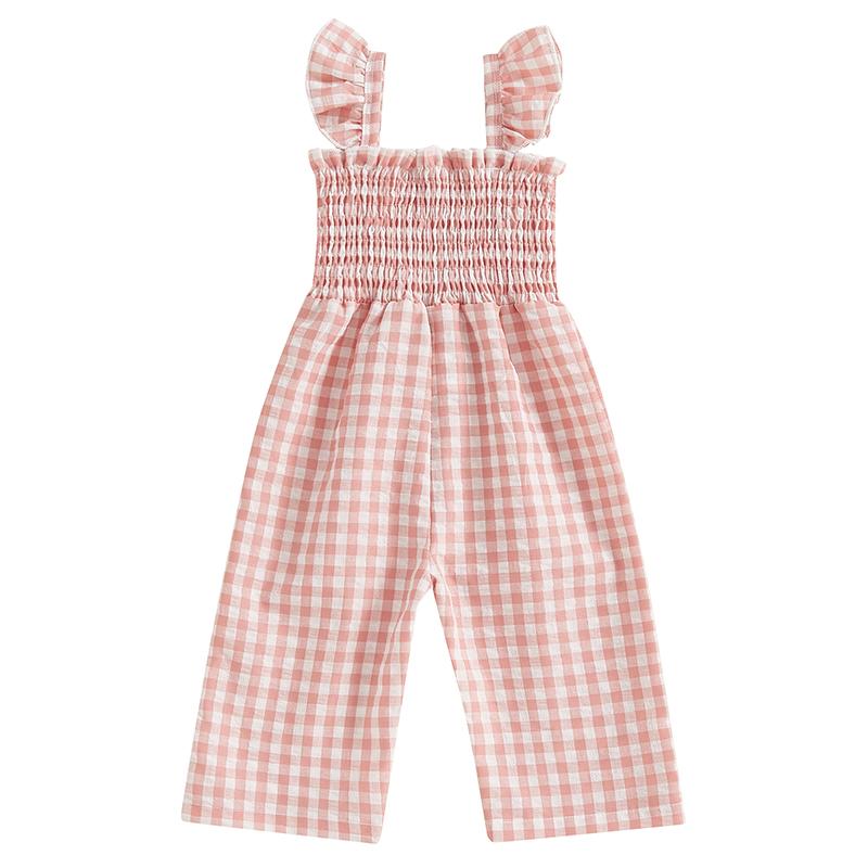 Kids Girl Overalls Clothes Infant Baby Kids Girl Sleeveless Plaid Print Romper Jumpsuit Playsuit Sunsuit Outfits Clothes