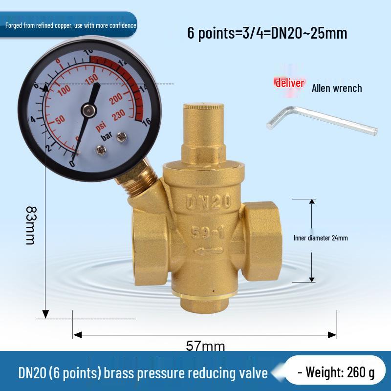Adjustable Brass Water Pressure Reducing Valve for Heaters & Purifiers