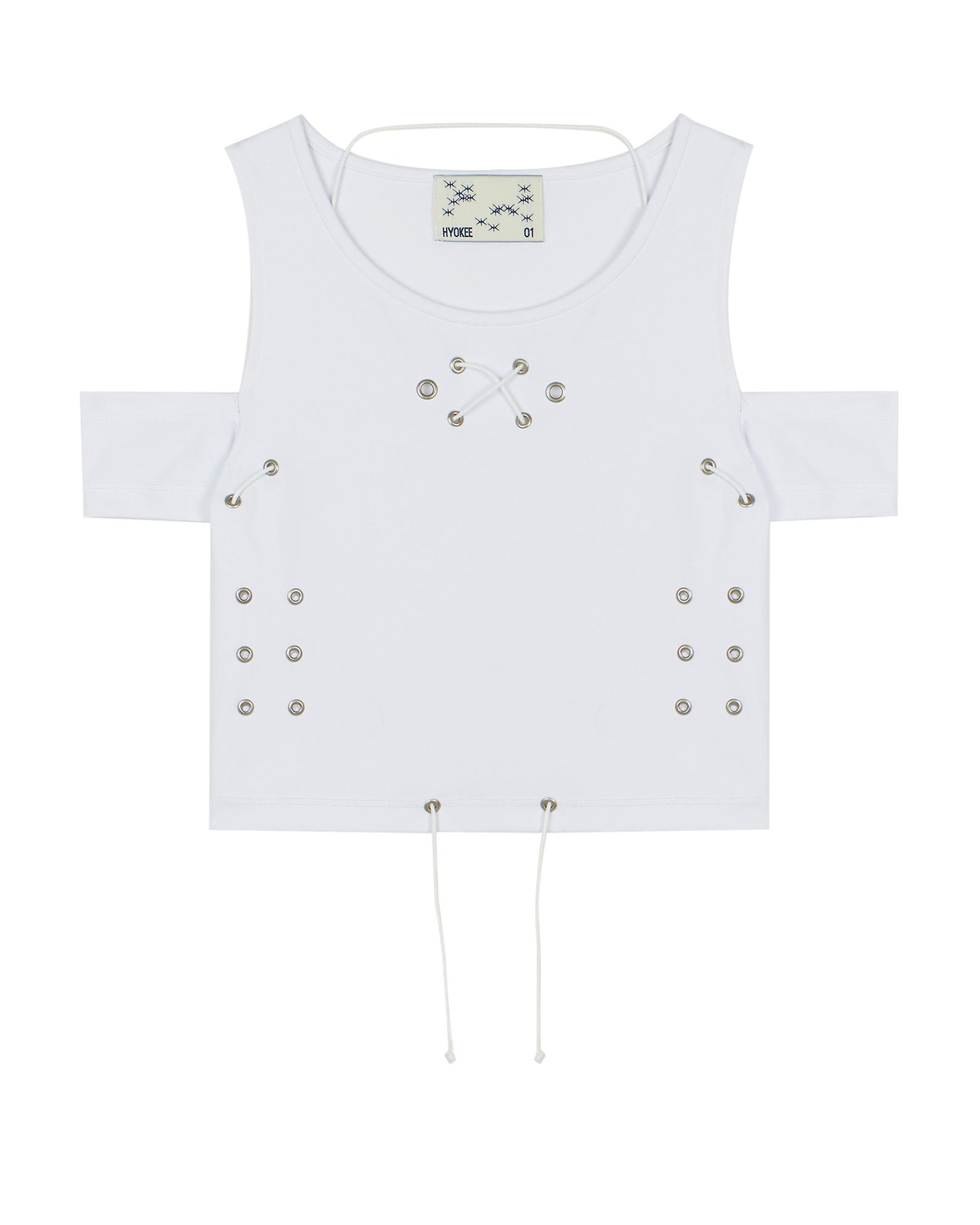 No Extra Touch Eyelet Pop Top White White/S