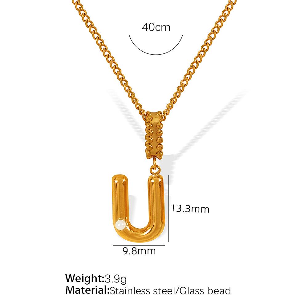 18k Gold-Plated Titanium Steel Bubble Letters Necklace for Women
