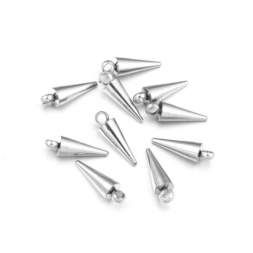 10pcs Stainless Steel Cone Charms Pendants for Jewelry Making Retro Bullet Spike Beads Charms for Women Man Hoop Earring Making