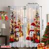 2Pcs Polyester Festive Snowman Christmas Printing Window Curtains Birthday Party Decoration Backdrop Drapes for Living Room