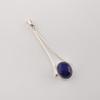 Natural Lapis Lazuli Gemstone 925 Sterling Silver Necklace Handcrafted Jewelry Women's Long Pendant 1.79" PP-69-32