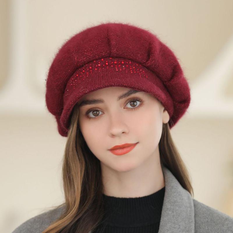 

Зимняя женская утолщенная теплая вязаная шерстяная шапка из кроличьего меха