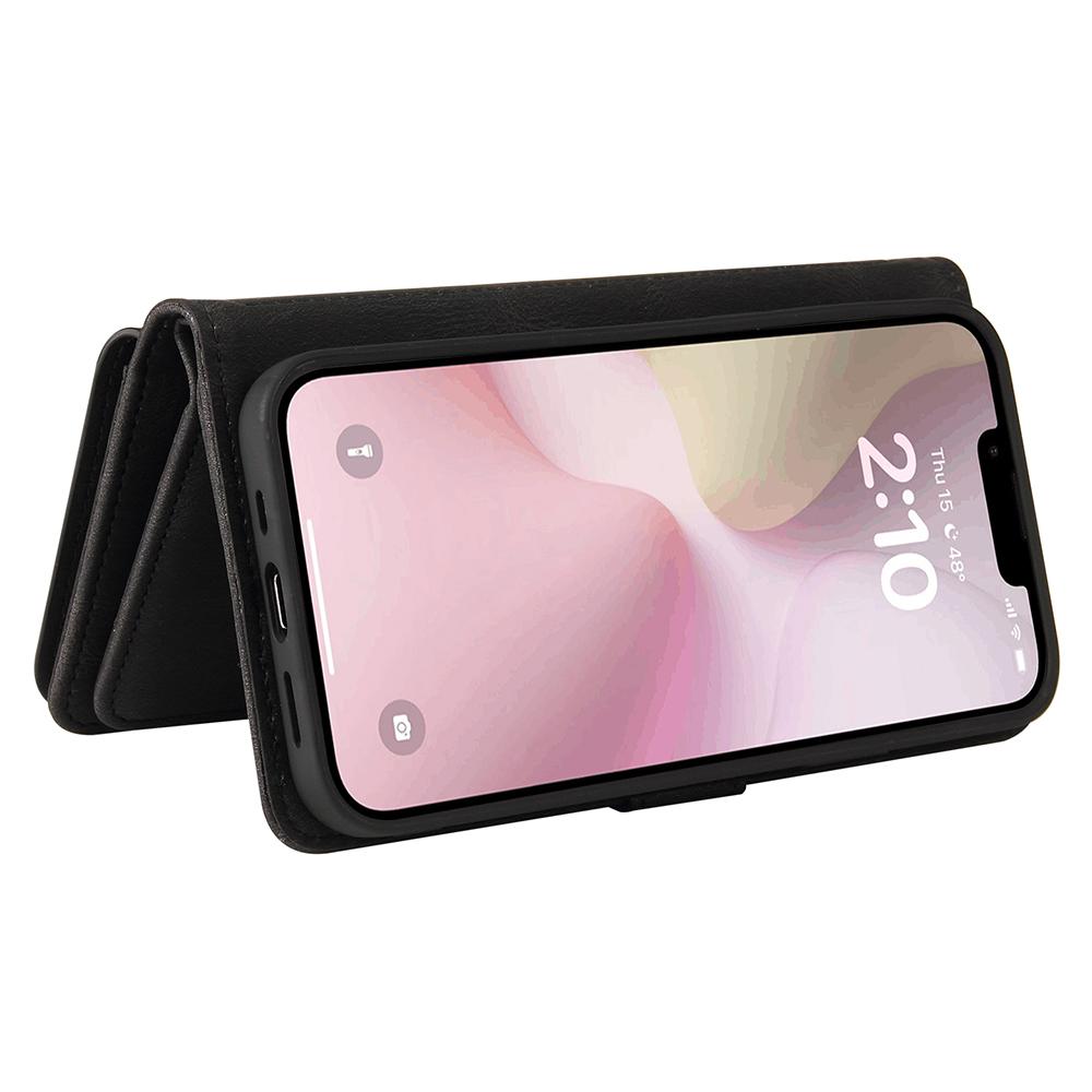 For iPhone 16e Zipper Wallet Case with 15 Card Slots and Strap Leather Phone Cover