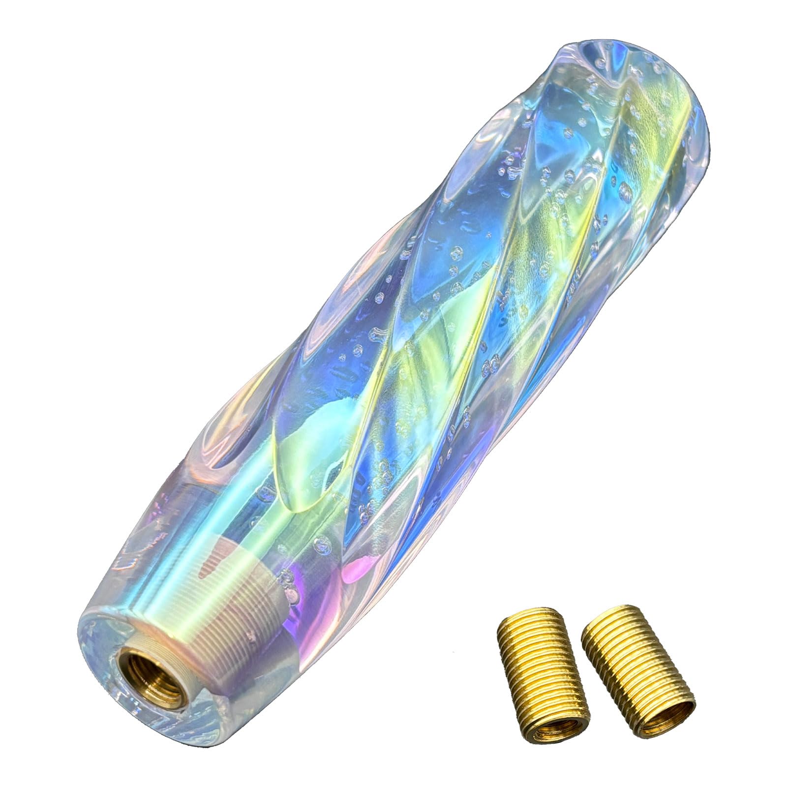 

MARUHADO Crystal Bubble Shift Knob Universal Twist Shift Lever with Conversion Adapter M8 M10 M12 P1.25 AT MT 20cm 20cm