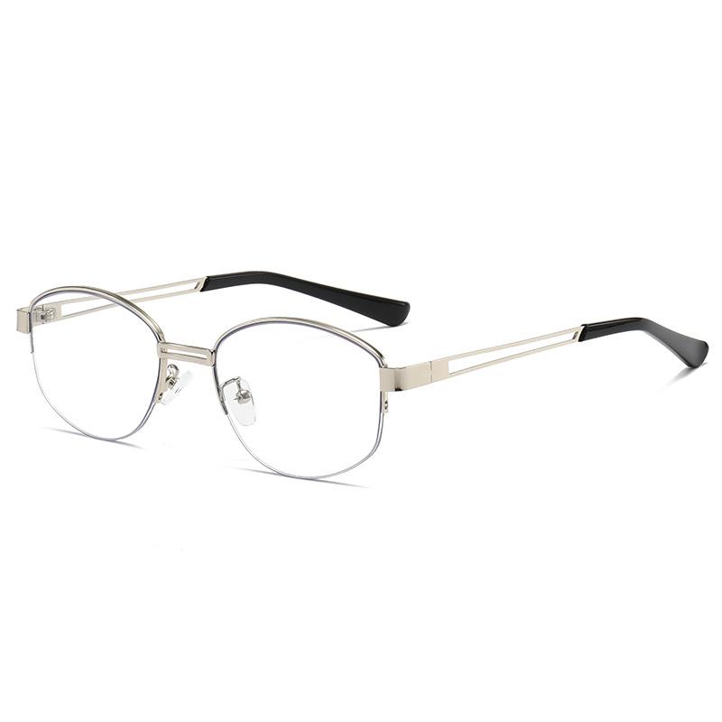 

Women Anti-blue Light Glasses Fashion Oval Semi Rimless Eyewear Outdoor Office Photography Accessory Female Eyeglasses серебряный