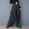 Black Plus Size Vintage Spring Autumn High Waist Wide Leg Skirt Pants Women Loose Casual Trousers