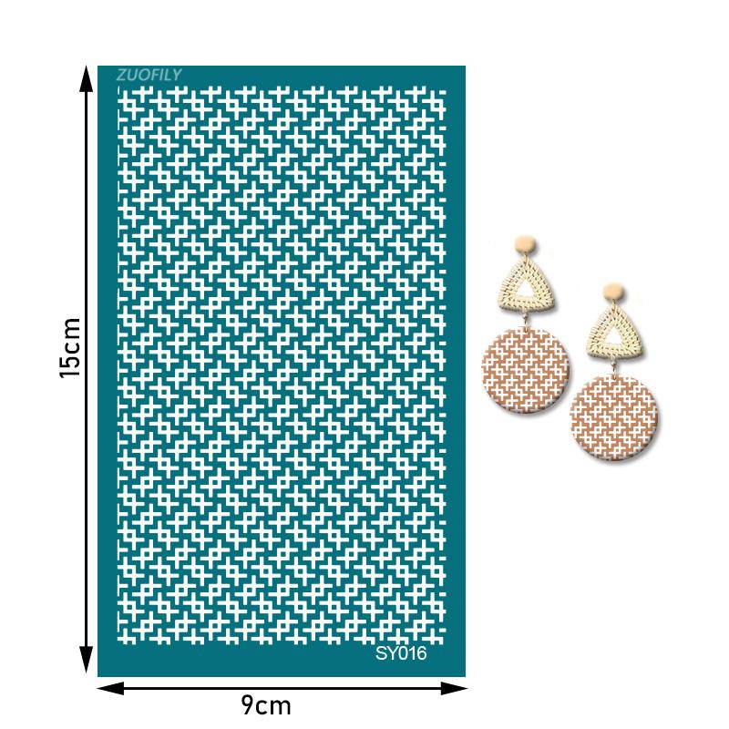 Washable Silk Screen Stencils Soft Pottery Polymer Clay Geometric Animals Plants Craft Embossing Tool DIY Earring Jewelry Mold