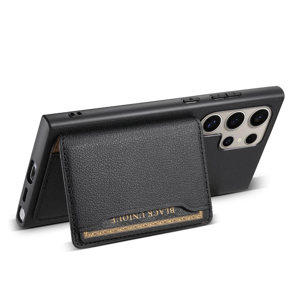 For Samsung Galaxy S25 Ultra Case with Card Slots Kickstand Calf Texture Leather Phone Back Cover