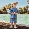Minibala Boy's Lightweight Cotton Linen Shirt & Pants Set