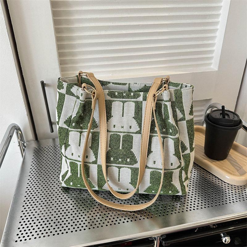 Urban Chic Canvas Tote Bag For Women With Large Capacity And Cartoon Print Design