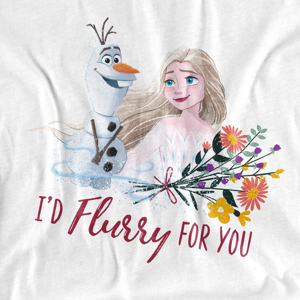 Frozen Unisex Adult IÂ´d Flurry For You Elsa & Olaf Valentine`s Day T-Shirt