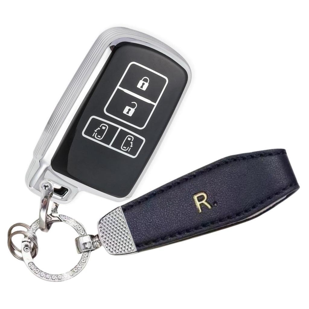 YANMW Voxynore 80 Series Key Case Sienta Key Cover Compatible Toyota Alphard Vellfire 30 Series Smart Key Case, Silver Black