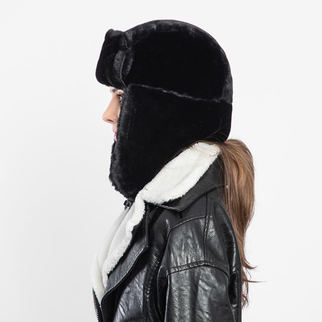 Ladies Winter Plush Fake Thick Hat Ear Protectors Warm Plush Hat