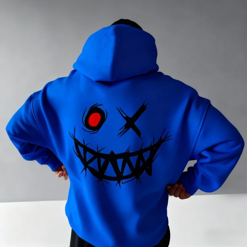 Men's Trendy Fall/Winter Evil Smile Hooded Sweatshirt Comfortable and Loose Fit Sweater
