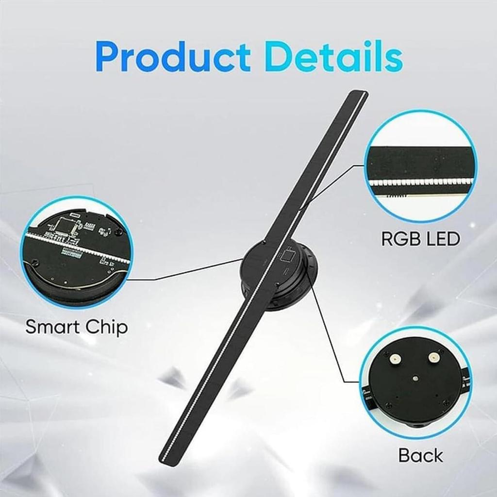 Hologram Fan 16.5-Inch Plug In Video Projector LED Hologram Fan 3D with WIFI and App Control for Nightclub Trade Show Museum