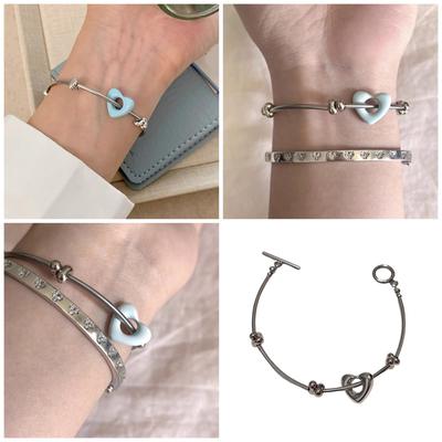 Adjustable Love Beaded Bracelet With Alloy Heart Charm And Eco Friendly Resin Beads For Women Girls Jewelry Gift